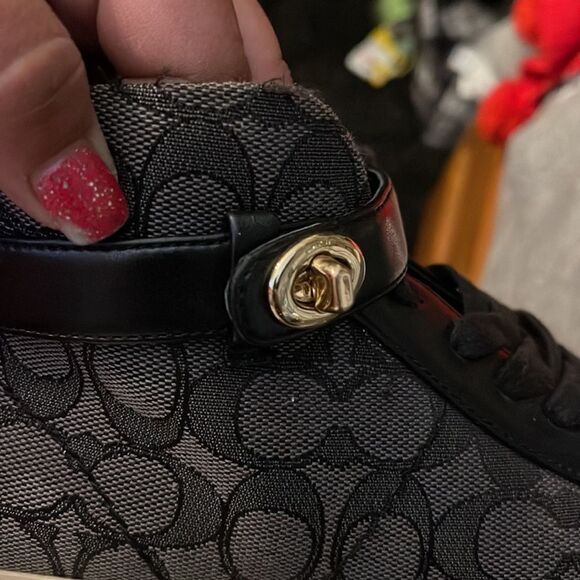 Coach Women's black grey Signature Ray Outline High Top Fashion Sneaker size 6B - Picture 10 of 10